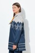 Noorse gebreide lange trui met fleece, capuchon, lange mouw