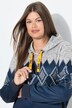 Noorse gebreide lange trui met fleece, capuchon, lange mouw