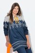Noorse gebreide lange trui met fleece, capuchon, lange mouw
