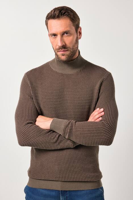 JP1880 Rollkragen-Pullover, Strukturstrick, bis 7 XL