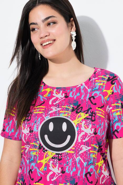 T-shirt, Smiley et motif lettres de l'alphabet