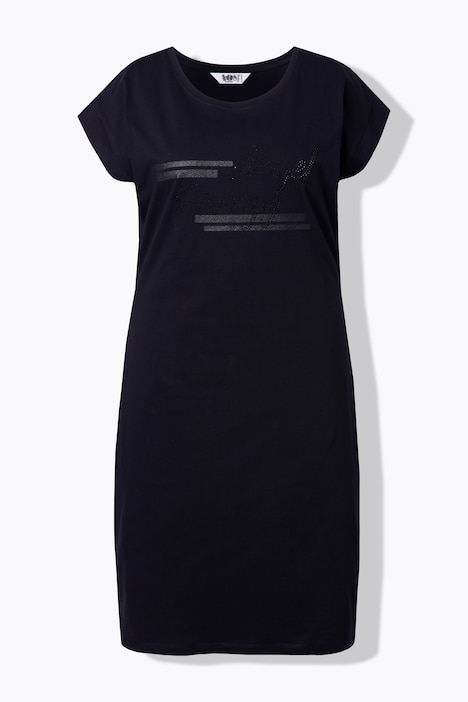 Robe t-shirt en jersey, coupe évasée et message en lettres scintillantes