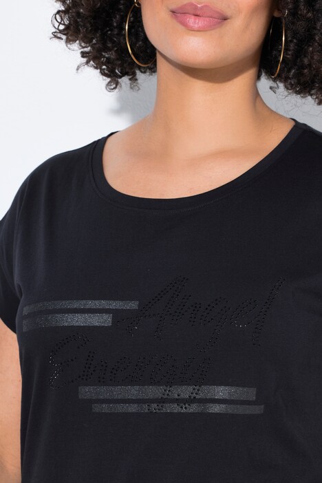Robe t-shirt en jersey, coupe évasée et message en lettres scintillantes