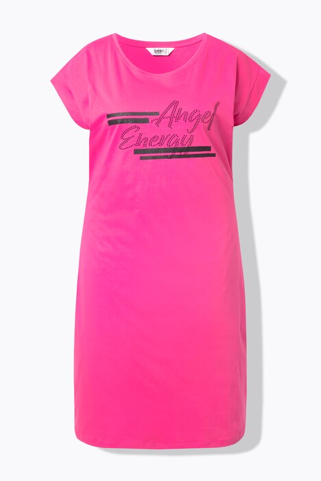 Robe t-shirt en jersey, coupe évasée et message en lettres scintillantes