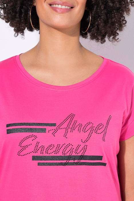 Robe t-shirt en jersey, coupe évasée et message en lettres scintillantes