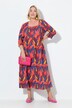 Robe évasée en jersey, encolure carré et manches 3/4