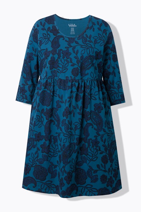 Floral Paisley Empire Knit A-Line Pocket Dress