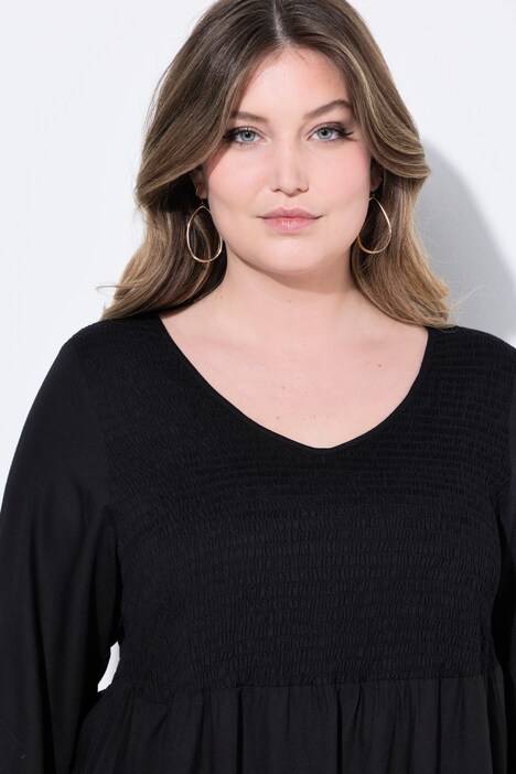 Blusa, forma en A, busto con fruncido smock elástico