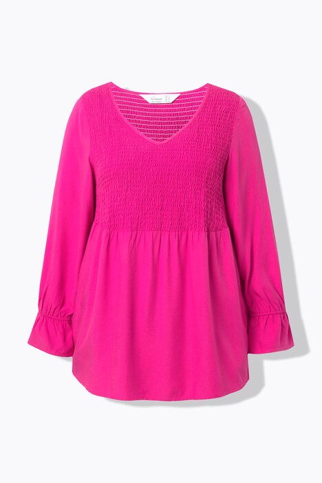 Blusa, forma en A, busto con fruncido smock elástico