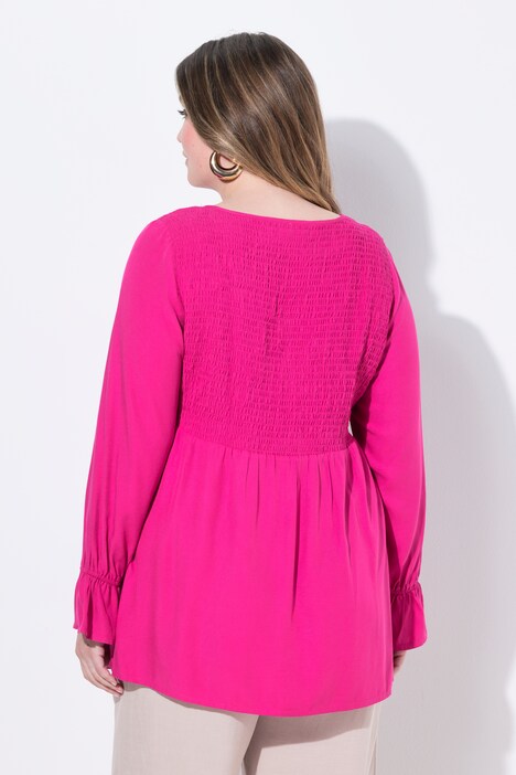 Blusa, forma en A, busto con fruncido smock elástico