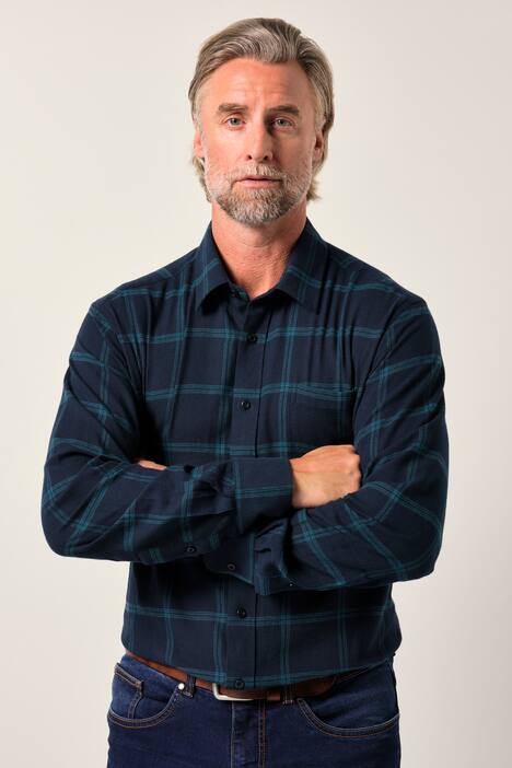 Boston Park camisa con cuadros, manga larga, cuello kent, Comfort Fit, hasta la 8 XL