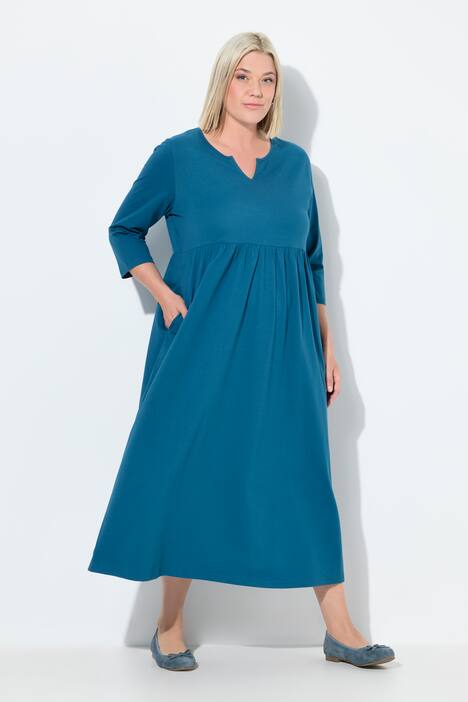 Jersey jurk, A-lijn, tuniekhals, 3/4-mouw