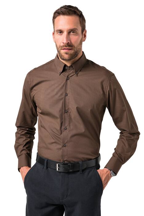 Košile JP1880, dlouhé rukávy, drobný potisk, límeček s knoflíky, Modern střih, do 8XL