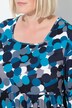 Lang t-shirt, prikker, A-form, firkantet udskæring og 3/4-ærmer