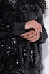 Camicia con paillettes, collo da camicia e maniche lunghe