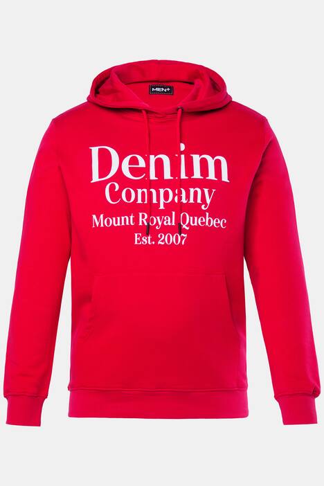 Men+ sudadera con capucha, estampado en el pecho, bolsillo de canguro, hasta 8 XL