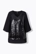 Blouse van chiffon, pailletten, A-lijn, V-hals, 3/4-mouwen
