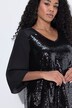 Blouse van chiffon, pailletten, A-lijn, V-hals, 3/4-mouwen
