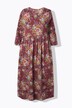 Robe maxi en jersey motif floral, col tunisien et manches 3/4, coupe évasée