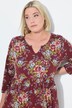 Robe maxi en jersey motif floral, col tunisien et manches 3/4, coupe évasée