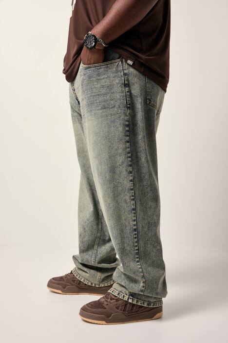 STHUGE Jeans, Dirty Denim, 5-Pocket, tapered Loose Fit, bis 72