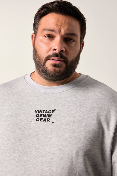 Men+-collegepaita, printti takana, suurin koko 8XL