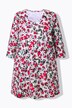 T-shirt motif à fleurs, coupe évasée, décolleté en V et manches 3/4