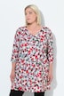 T-shirt motif à fleurs, coupe évasée, décolleté en V et manches 3/4