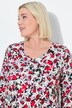 T-shirt motif à fleurs, coupe évasée, décolleté en V et manches 3/4