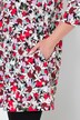 T-shirt motif à fleurs, coupe évasée, décolleté en V et manches 3/4