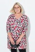 T-shirt motif à fleurs, coupe évasée, décolleté en V et manches 3/4