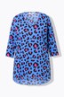 Camiseta, forma en A, estampado de leopardo de color, manga 3/4