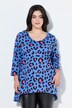 Camiseta, forma en A, estampado de leopardo de color, manga 3/4