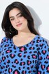 Camiseta, forma en A, estampado de leopardo de color, manga 3/4