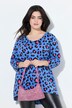 Camiseta, forma en A, estampado de leopardo de color, manga 3/4