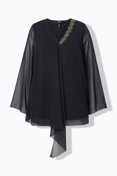 Blusa a doppio strato dal taglio svasato con scollo a V e maniche lunghe