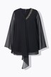 Blouse en mousseline doublée, décolleté en V et manches courtes, coupe évasée