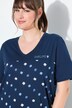 Chemise de nuit à fleurs, broderie sur le buste, décolleté en V et manches courtes