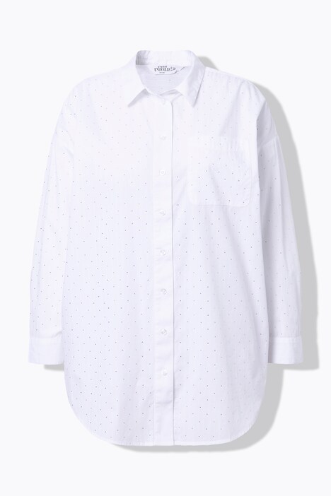 Overhemd, oversized model, glittersteentjes