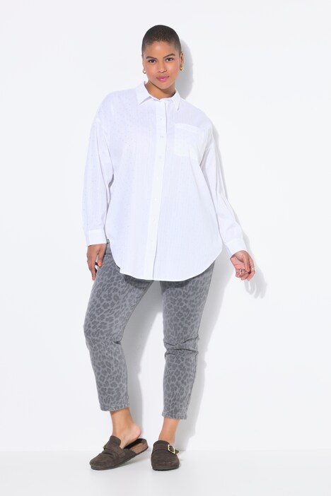 Overhemd, oversized model, glittersteentjes