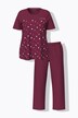 Pyjamas, blomstermønster, broderi, rund hals, korte ærmer