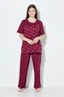 Pyjamas, blomstermønster, broderi, rund hals, korte ærmer