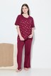 Pyjamas, blomstermønster, broderi, rund hals, korte ærmer
