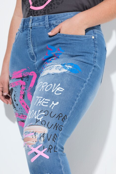 Vaqueros Irma, Slim Fit, estampado por toda la prenda, 5 bolsillos