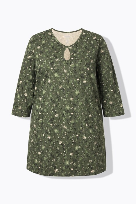 Twisting Floral 3/4 Sleeve Knit Tunic