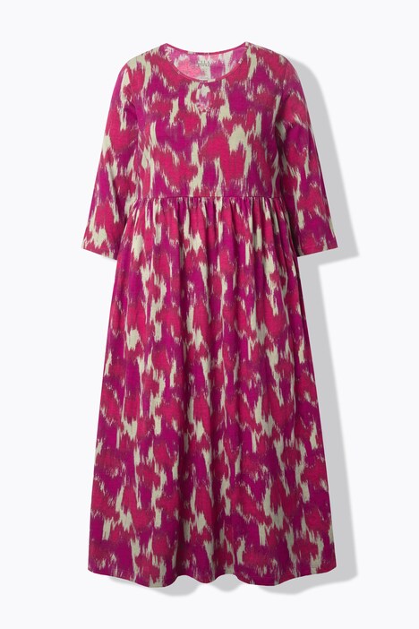 Abstract Print Empire Knit A-Line Pocket Dress
