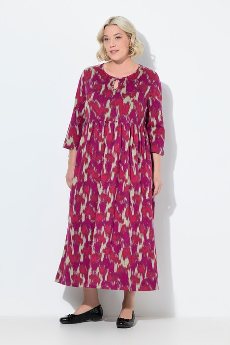 Abstract Print Empire Knit A-Line Pocket Dress