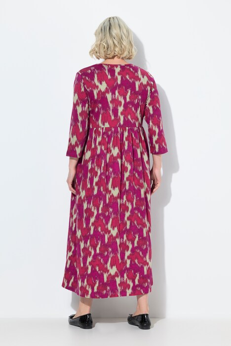 Abstract Print Empire Knit A-Line Pocket Dress