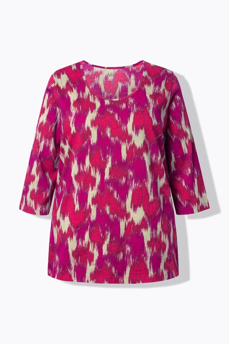 Abstract Print 3/4 Sleeve Tee
