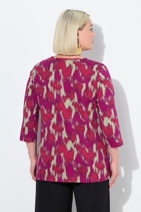 Abstract Print 3/4 Sleeve Tee